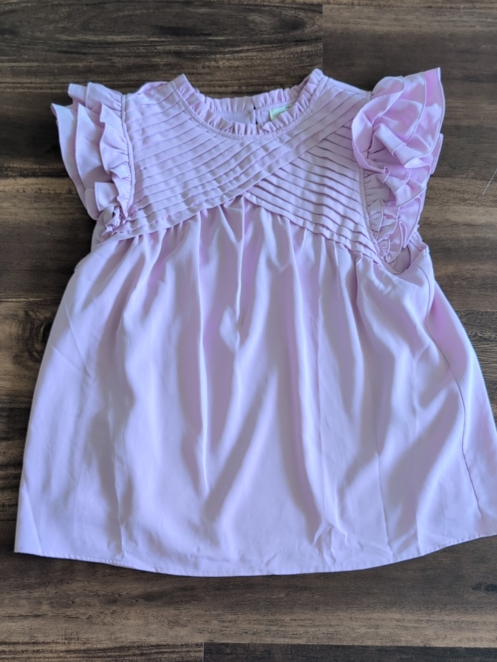 entro Light Pink Flutter Sleeve Pintuck Top